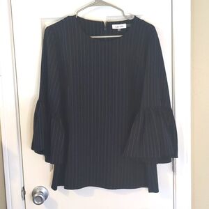 Calvin Klein Pinstripe navy Blouse Sz S